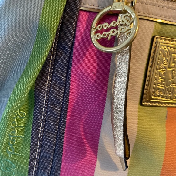Coach Poppy Colorful Striped Tote Bag with Sequins - Picture 3 of 12